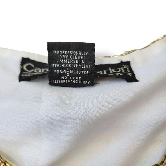 Vintage Carolyn Barton 100% Silk Beaded Evening Jacket in Ivory/Sea Blue Size M - Picture 15 of 16